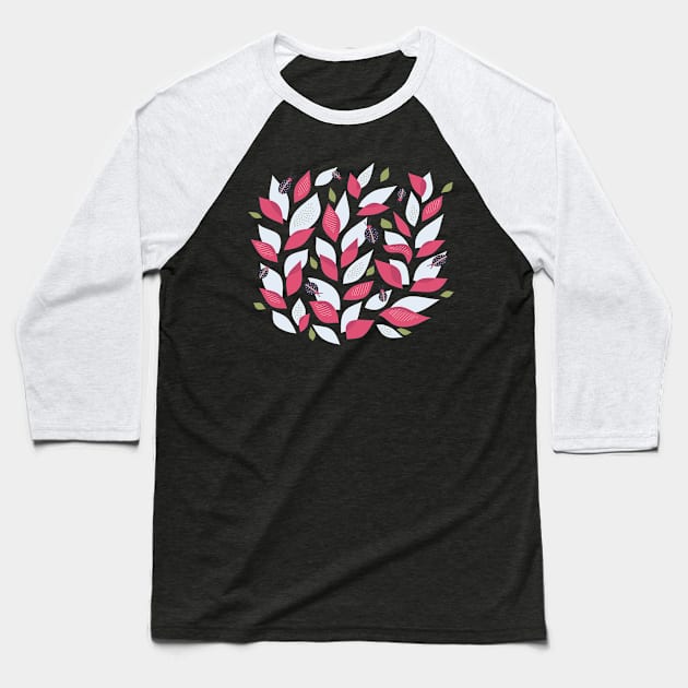 Pretty Plant With White Pink Leaves And Ladybugs Baseball T-Shirt by Boriana Giormova